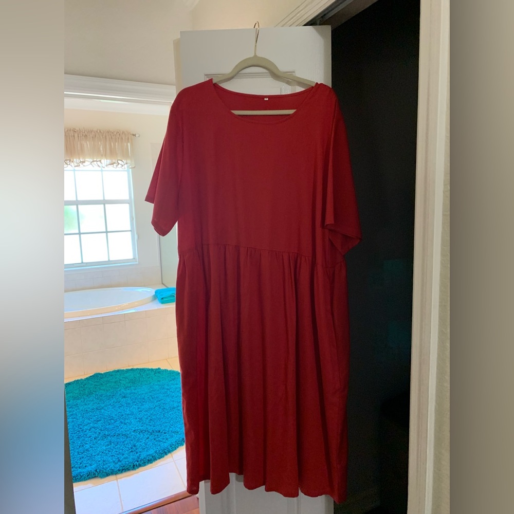 Linen red dress 2x